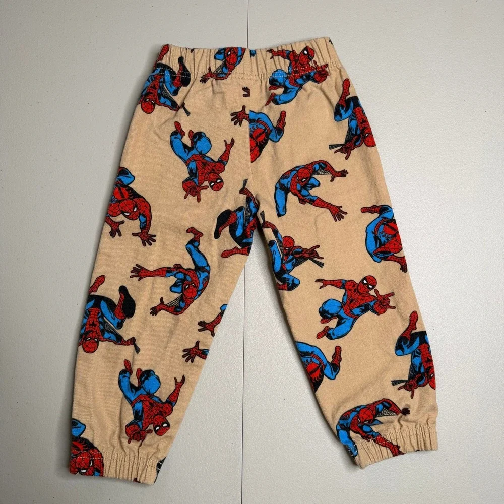 Marvel Spider-Man Kids 3T Joggers Tan All Over Print Pants
